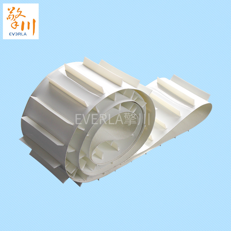 流水線爬坡加擋板白色食品PU<a href='http://m.dsjvvrk.cn/shusongdai/' target='_blank'><u>輸送帶</u></a>