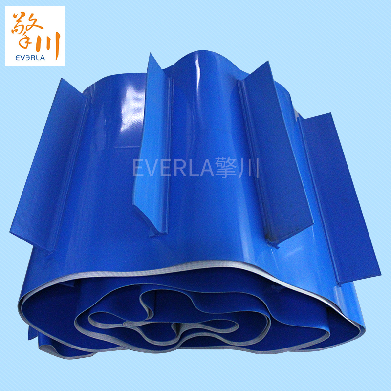 PVC藍(lán)色<a href='http://m.dsjvvrk.cn/shusongdai/' target='_blank'><u>輸送帶</u></a>加擋板