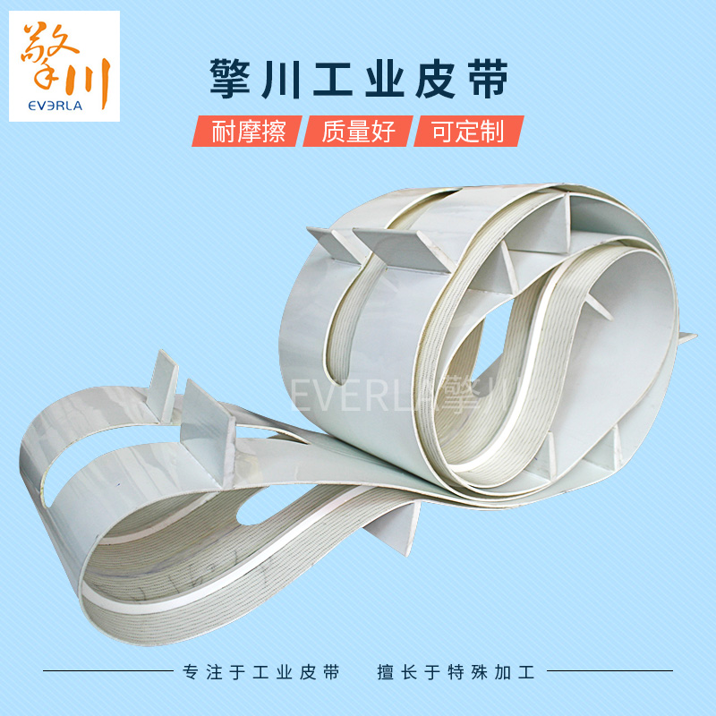 PU<a href='http://m.dsjvvrk.cn/shusongdai/' target='_blank'><u>輸送帶</u></a>打孔加擋塊