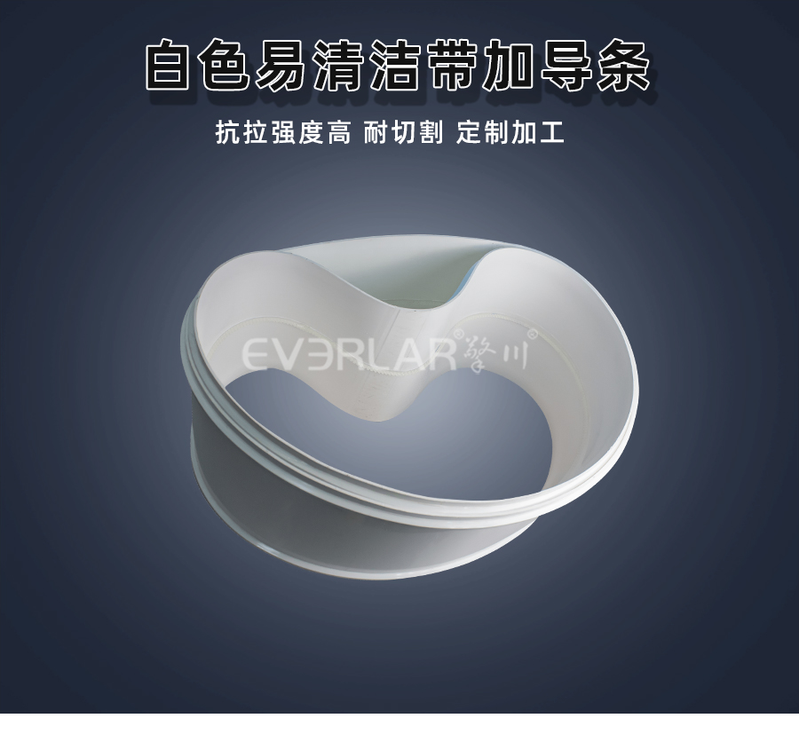 白色PU易清潔<a href='http://m.dsjvvrk.cn/shusongdai/' target='_blank'><u>輸送帶</u></a>加導(dǎo)條詳情01