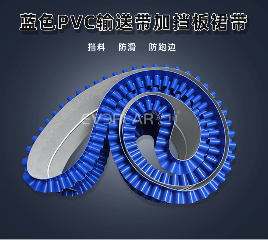 藍(lán)色PVC<a href='http://m.dsjvvrk.cn/shusongdai/' target='_blank'><u>輸送帶</u></a>加擋板裙帶詳情01