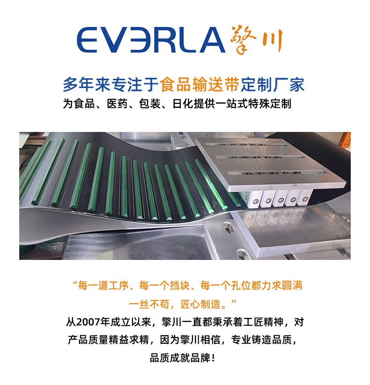 藍色PU<a href='http://m.dsjvvrk.cn/shusongdai/' target='_blank'><u>輸送帶</u></a>加擋板
